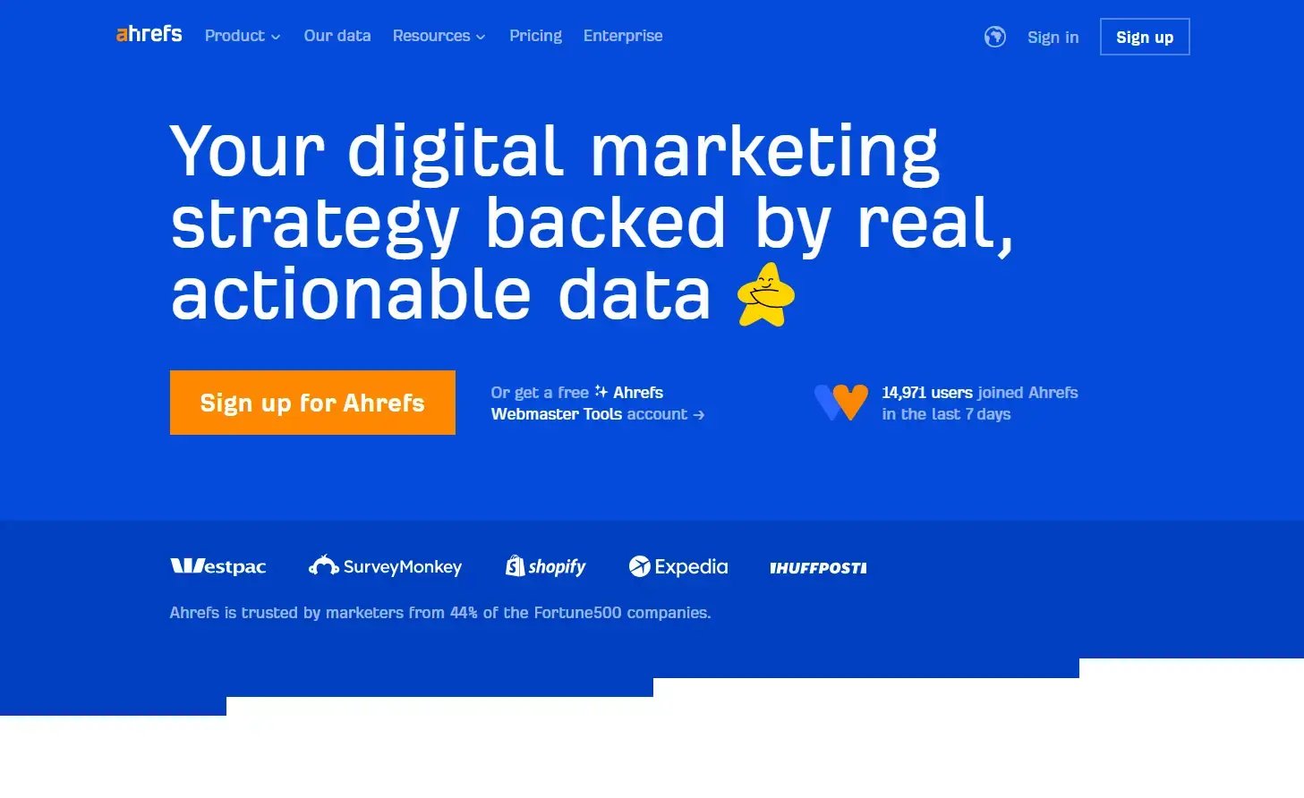 Ahrefs homepage