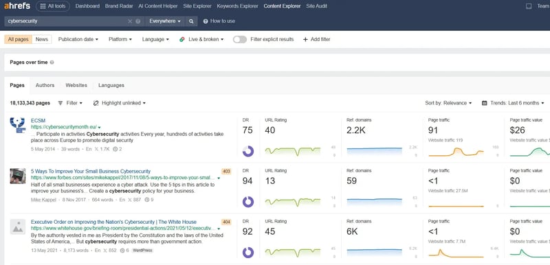 ahrefs content explorer